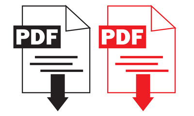 PDF vector icon. PDF download vector isolated on white background. vector illustration.