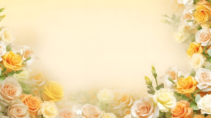 Elegant Pastel Background with Vibrant Yellow and White Roses
