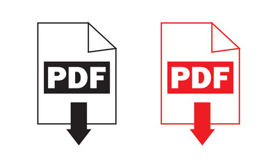 PDF vector icon. PDF download vector isolated on white background. vector illustration.