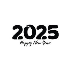 Happy New Year 2025 text design. Cover of business diary for 2025 with wishes. Brochure design template, card, banner. Vector illustration. Isolated on white background.