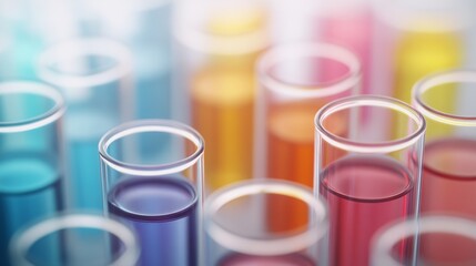 Exploring the vibrant world of scientific experiments a close-up of colorful test tubes in a laboratory setting