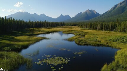 Fototapeta premium An artistic drone shot capturing the beauty of a national park with diverse landscapes.
