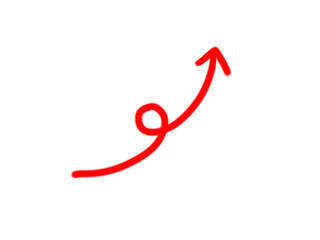 Simple illustration of a red hand-drawn arrow
