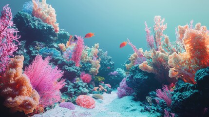 Fototapeta premium Tropical Underwater Scene with Vibrant Coral Reefs