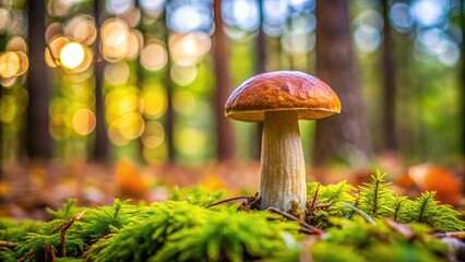 Medium shot of Boletaceae mushroom growing in natural environment