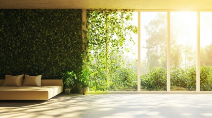 Fototapeta premium Modern Living Room with Natural Light and Greenery