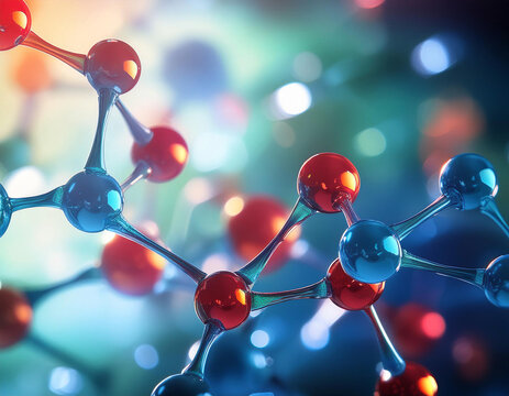Close-Up of a Molecule Structure Representing Chemistry and Science