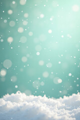 Obraz premium soft minty colors surround winter snowfall defocused flakes holiday scene white snow textured winter atmosphere