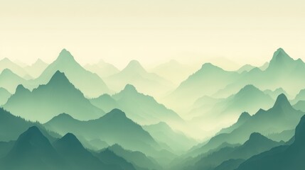 Obraz premium Hazy Misty Green Mountains Stretching Into the Distance