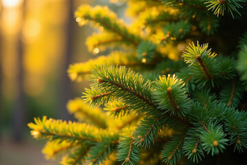 white fir christmas trees beautiful golden leaves branches year round