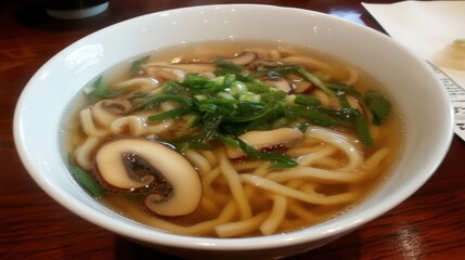 Delicious Bowl of Noodles with Vegetables and Seafood