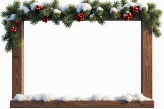 wood frame christmas decor png file snow empty space