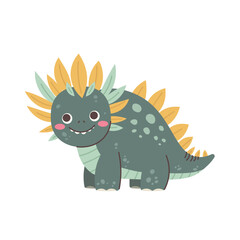 Cute fictional dinosaur on white background. Drawing dinosaur for children. Vector character © Sonika