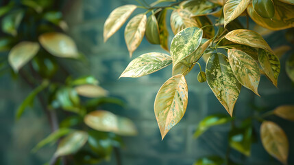 Obraz premium Neglected dying house plant with hanging dry leaves