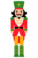 Nutcracker Soldier in Red , Green and Yellow Uniform iIllustration