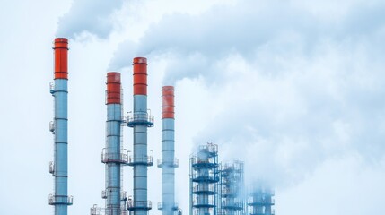 Obraz premium The impact of industrial pollution examining emissions from smoke stacks and their effects on the environment and public health