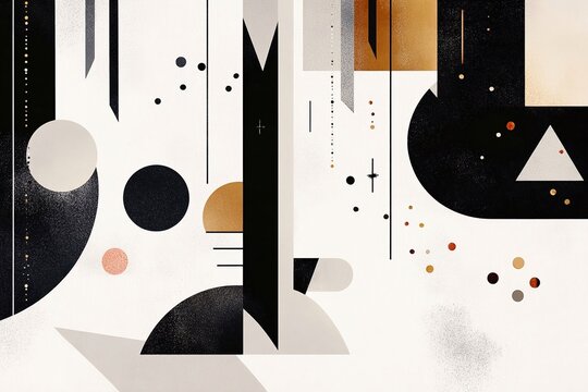 Sfondo geometrico moderno, con cerchi e linee bianche, grigie, tortora e nere. 