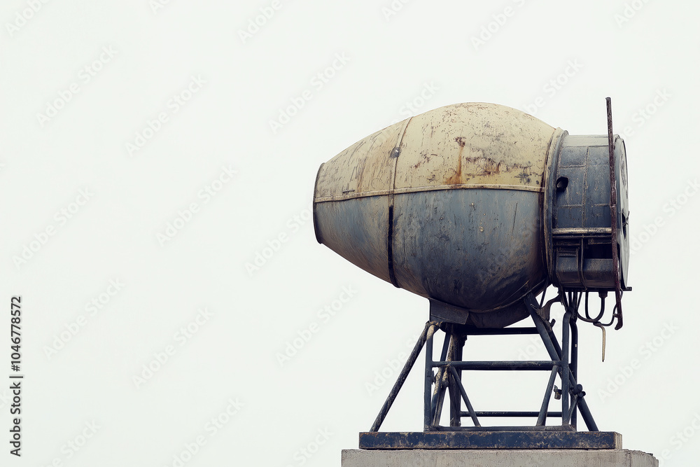 Wall mural minimalist close-up of a cement mixer against a simple, light background, no other elements visible.