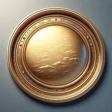 runde M&uuml;nze aus Gold Rohling freie Fl&auml;che gl&auml;nzend zur Gestaltung als Vorlage f&uuml;r Logo Symbole und Finanzen, Geld, Bank, wertvolles Edel Metall blank leer ohne Pr&auml;gung, Stempel
