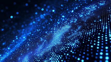 Obraz premium High-Tech Data Visualization Displaying Glowing Blue Dots in Grid illustration