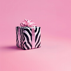 New Years gift wrapped in zebra print.