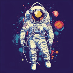 Fototapeta premium Detailed character illustration of astronaut, winner, minimalist background.