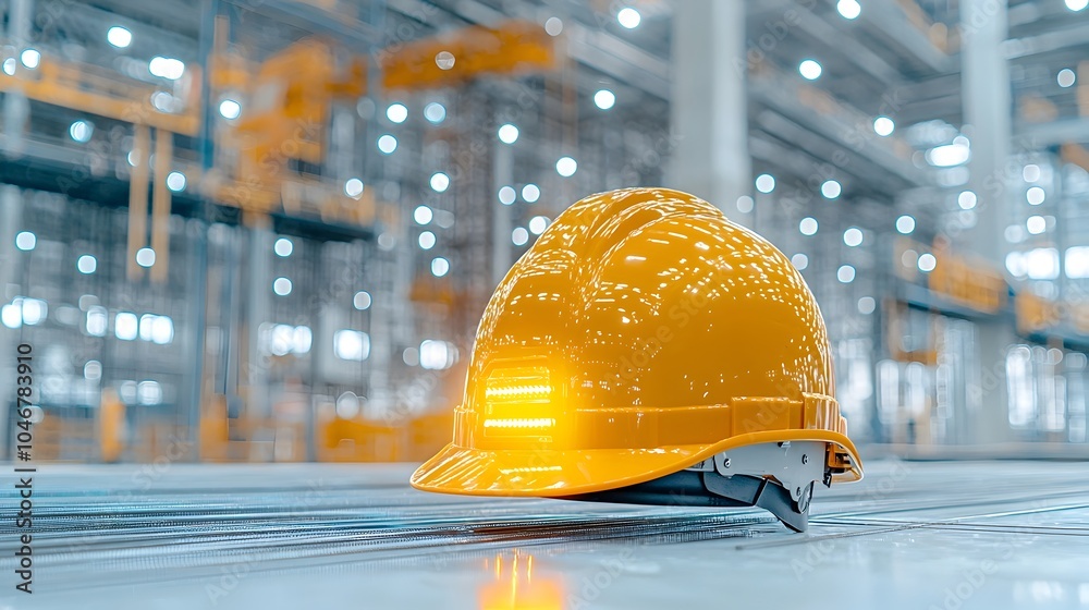 Aufkleber close up of an engineer s helmet glowing with a warm bokeh effect symbolizing clean energy future te