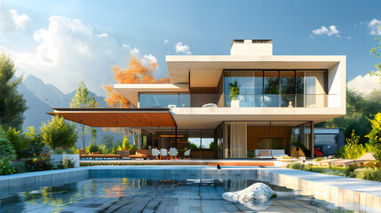Modern minimalist house under renovation and reconstruction