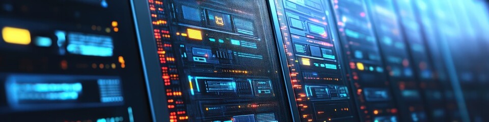 Obraz premium Information technology concept with digital servers and data transfer