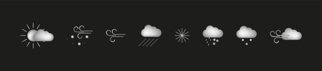 Collection of gray mesh weather icons. Set of vector icons