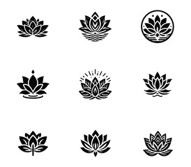 Collection of lotus flower logo Icon. Lotus logo set template. Modern lotus logo concept. Icon set