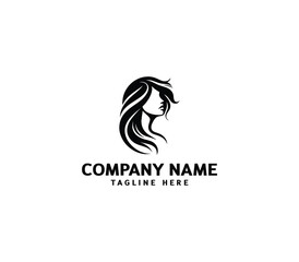 Vector woman hair logo. Hair minimalist logo. hairstyle logo for beauty salon, hair salon, cosmetic