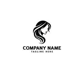 Vector woman hair logo. Hair minimalist logo. hairstyle logo for beauty salon, hair salon, cosmetic