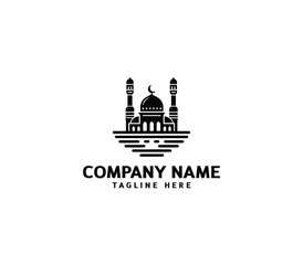 Vector silhouette mosque silhouette logo. Masjid sings template. Islamic building symbol. Masjid icon