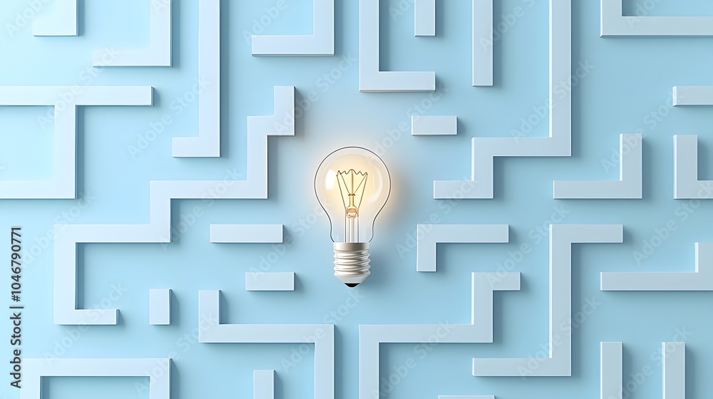 Poster Illuminating Creativity A Light Bulb Idea Within a Labyrinth of the Innovative and Transformative Power of Imagination and Ingenuity