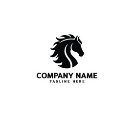 Obraz premium Vector horse silhouette logo. Concept of horse's head. Minimalist horse head logo. horse logo template