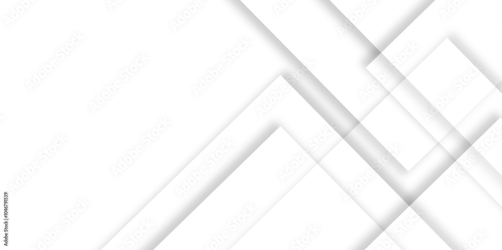 Poster Abstract white background with diamond and triangle shapes layered in modern abstract pattern design. Grey, white abstract square background geometry shine and layer element vector for presentation.	