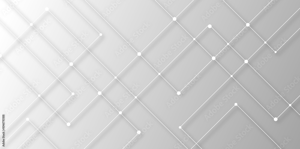 Poster abstract line or strokes with dots, dotted line, node point, digital background vector design concept. abstr technology gray background Future new technology for business or science presentation.	