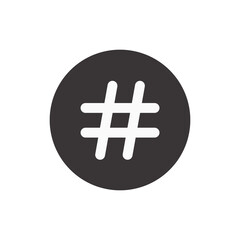 Isolated Round Hashtag Icon on White Background