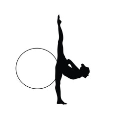 Fototapeta premium Gymnast with hoop silhouette vector illustration