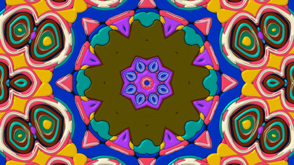 Abstract colorful psychedelic mandala kaleidoscope background pattern for a summer music festival