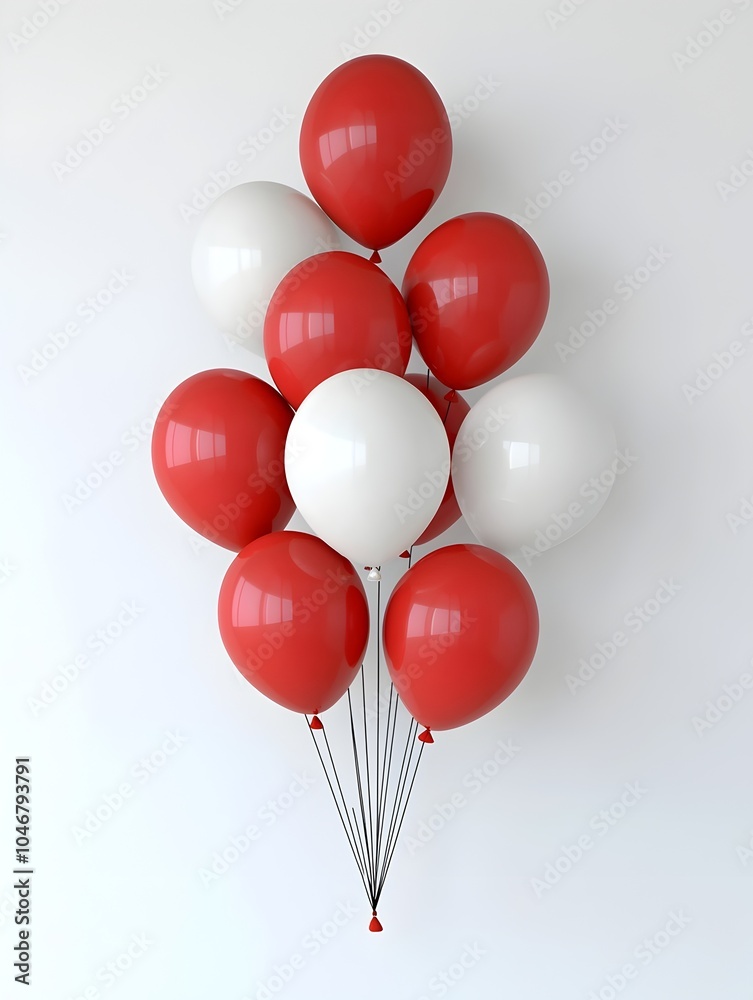 Leinwandbilder bright 3d rendering of floating red and white balloons isolated on a crisp white background creating