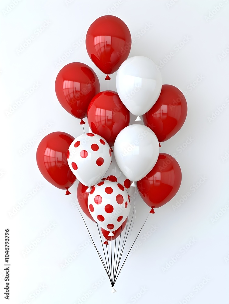 Leinwandbilder bright 3d rendition of floating red and white balloons isolated on a crisp white background creating