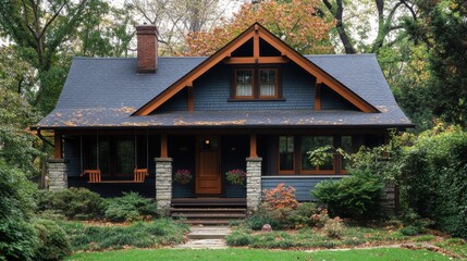 Craftsman bungalow with a front porch swing.