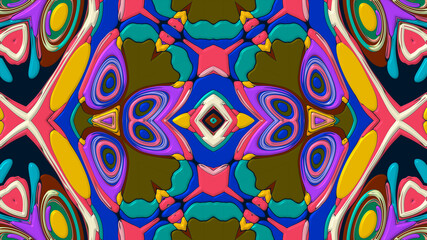 Abstract colorful psychedelic mandala kaleidoscope background pattern for a summer music festival