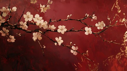Traditional Chinese red apricot flower pattern illustration poster background