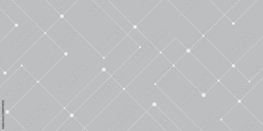 Poster abstract line or strokes with dots, dotted line, node point, digital background vector design concept. abstract technology gray background Future new technology for business or science presentation.	