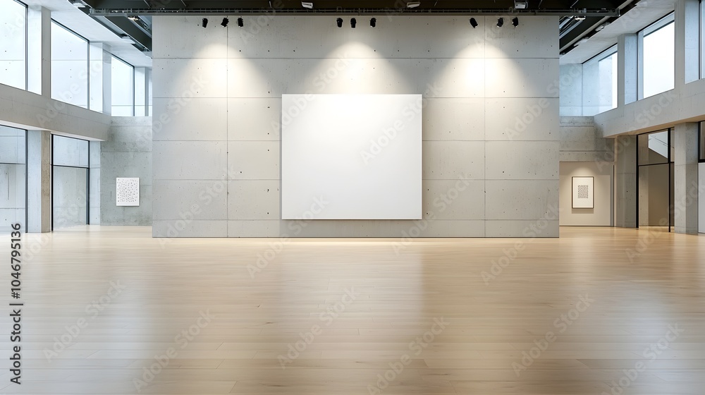 Poster Refined and Elegant Modern Interior Design Concept with a Blank Canvas Display Accentuated by Stylish Spotlights 3D Rendering of a Sophisticated and Minimalist Room