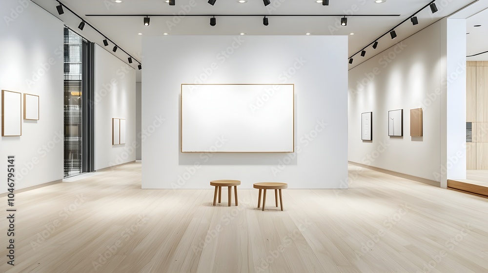Poster elegant and contemporary room setting featuring a blank canvas on display accentuated by stylish spo