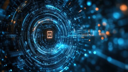 Fototapeta premium Digital lock symbol, cybersecurity system, and data encryption technology